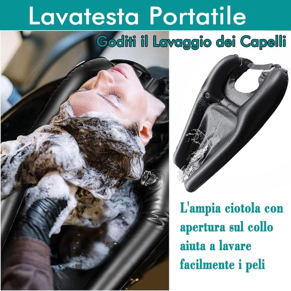 Lavatesta Parrucchiera Professionali Portatile - Lavatesta Per Lavandino - Lavatesta Per Disabili - Poggiatesta Per Lavare Capelli - Per La Cura Dei Capelli Di Bambini, Donne In Gravidanza E Anziani - immagine 3