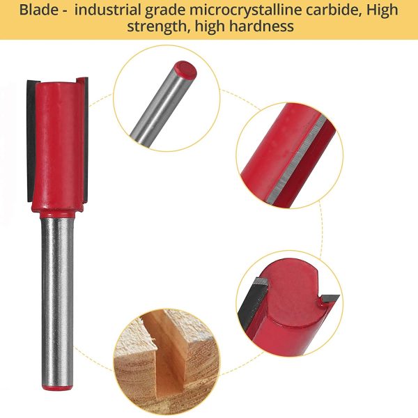 AMTOVL 7PZ Router Bit Set a Doppia Scanalatura con Codolo 6.35mm per Lavorazione Legno 7x Punta Dritta con Lame 1/8" 5/32" 3/16" 1/4" 5/16" 3/8" 1/2" Kit Fresa per Router con Scatola Separata