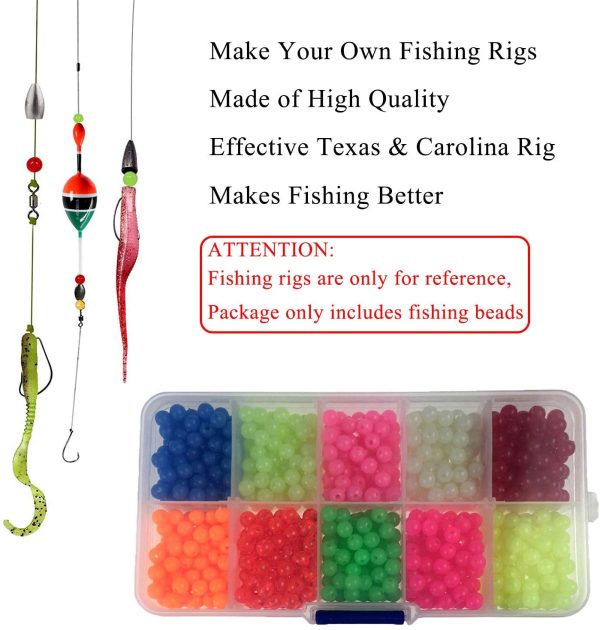 QualyQualy Perline Luminose per Pesca Carolina Rig in plastica Rosso Giallo Mix di Colori Assortiti Texas Rig Accessori per la Pesca - immagine 7