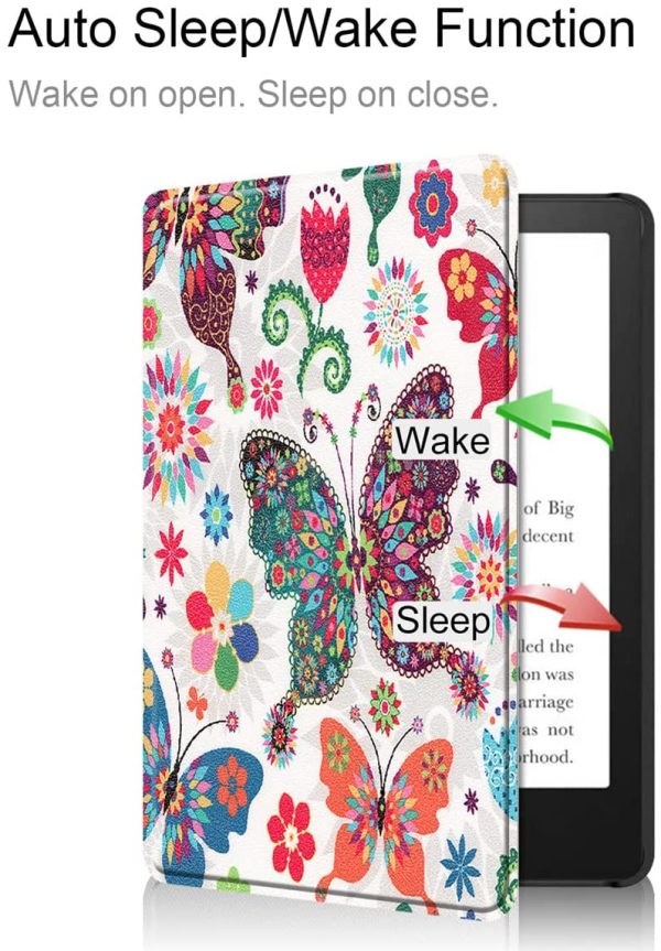 Amazon Brand - Eono Custodia per Kindle 2019(10a Generazione, Modello J9G29R), Cover Sottile e Leggera in PU Pelle con Auto Wake/Sleep, Butterfly - immagine 2