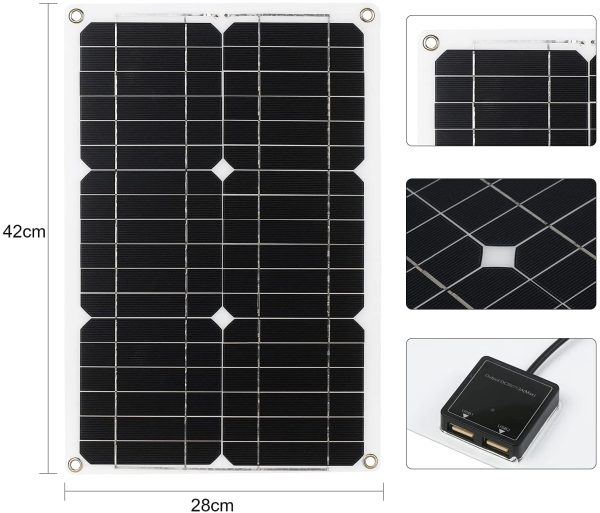 Kit Pannello Solare 18W 12V Doppia Porta USB Modulo Monocristallino Off Grid con Regolatore di Carica Solare - immagine 7