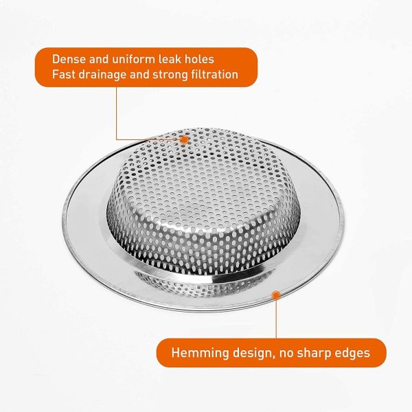 2 Pezzi 3" Filtro per Lavello da Cucina, Cucina Sink Strainer in Acciaio Inox, filtri per lavandini, Addensato, Vasca da Bagno o lavelli da Cucina, 3"/77mm (Piccolo)