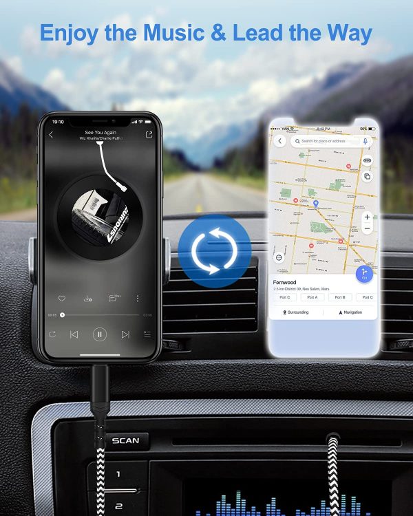 Cavo AUX per auto per iPhone [certificato MFi] Cavo audio Aux intrecciato da Lightning a 3,5 mm Premium compatibile con iPhone 12/11/7/7P/8/8P/X/XS/XR Utilizzato per autoradio, altoparlanti,cuffie??1M??