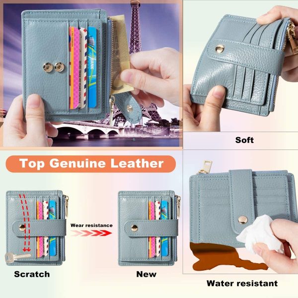 BTNEEU Porta Carte di Credito in Pelle RFID Blocco Portafoglio Sottile con Portamonete, Porta Carte di Credito con Cerniera, Portamonete Donna Piccolo Portafoglio Uomo Slim con 9 Slot Schede (blu) - immagine 2