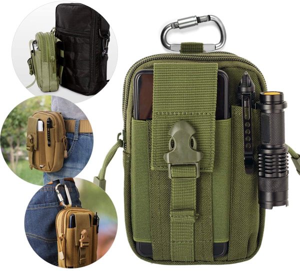 Unigear Borsa da Cintura Borsello 1000D Nylo Marsupio Tattica Militare + Moschettone Molle Pouch edc Tattico Marsupi Sportivi Multiuso Sacchetto Uomo per Piccolo Strumento All'aperto Mobile Telefono - immagine 5