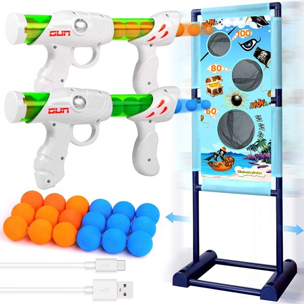 DX DA XIN Giochi di Tiro al Bersaglio per Bambini Include 2 Pistole Giocattolo 18 Proiettili di Schiuma per Ragazzi Compleanno Regalo di Natale Giocattoli per Bambini - immagine 2