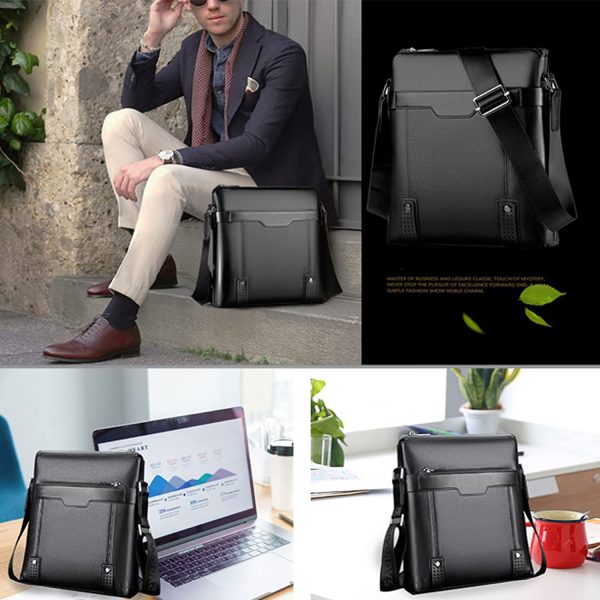 Borsello Uomo Pelle con portafoglio gratuito, Borsa a Tracolla Uomo In Vera Pelle Tipo Messenger Bag Borsa a Spalla a Tracolla per Ufficio Lavoro Scuola Viaggio e Vita Quotidiana (nero) - immagine 7