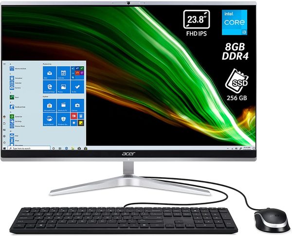 Aspire C24-1650 Computer Fisso All in One, Pc Desktop, Processore Intel Core i3-1115G4, Ram 8 GB DDR4, 256 GB SSD, Display 23.8" FHD IPS, Intel UHD, Wireless Lan, Windows 10 Home - immagine 8