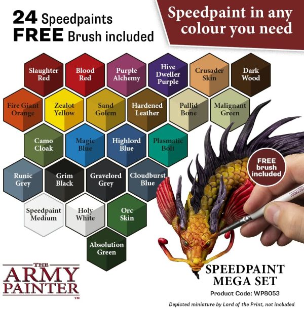 Speedpaint Mega Set, 24 flaconi contagocce di colori acrilici non tossici da 18 ml con palline di miscelazione tra cui 1 pennello mostri, set di colori veloci per pittura in miniatura - immagine 3