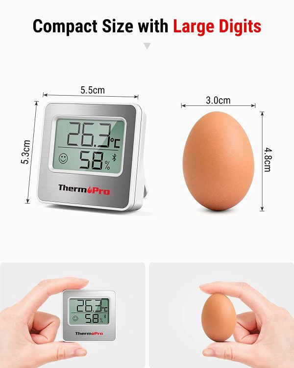 ThermoPro TP357 Termometro Ambiente 80 Metri Bluetooth Interno Ricezione con APP Termometro da Casa con Monitor Remoto Igrometro Misuratore di Temperatura e Umidità - immagine 5