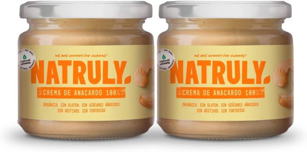 NATRULY Burro di Anacardi BIO, 100% Anacardi senza Zucchero, Senza Glutine, Senza Olio di Palma -2x300 gr - immagine 6