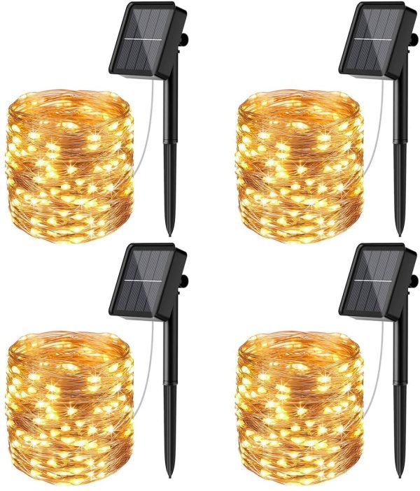 [4 Pacchi] Catena Luminosa Esterno Solare,  56m 480 LED Luci Solari Esterno 8 Modalit?? Impermeabili Filo di Rame Luci Lucine da Esterno per Giardino, Natale, Patio, Cancello, Matrimonio, Festa - immagine 3