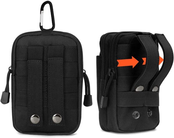 Versatile Borsello da Cintura Molle Marsupio Tattico Marsupi Sportivi Uomini Portafoglio Cellulare Telefonino Comodo Borsellino con Un Moschettone di Sicurezza per Campeggio, Ciclismo, Uso Quotidiano - immagine 5