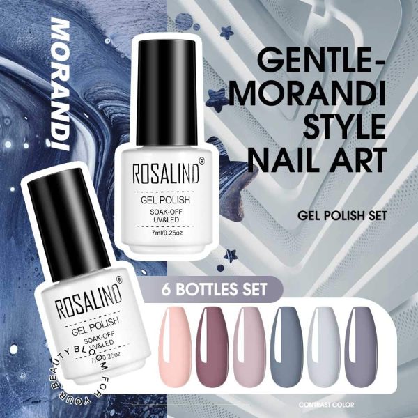 ROSALIND Set Smalto Gel UV Per Unghie Semipermanente Combinazione di Colori Nudi Soak Off Varnish Nail Art Design Ricostruzione Completo Decorazioni 7ml - immagine 3