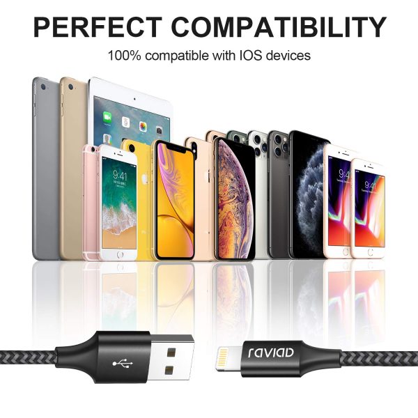 Cavo iPhone, [2Pack 2M] Caricabatterie iPhone Certificato MFi Carica Rapida Nylon Cavo Lightning per iPhone 11/11 PRO/X/XS/XS Max/XR/8/8 Plus/7/7 Plus/6s/6s Plus/6/6 Plus/5c/5s/5 - Nero - immagine 2