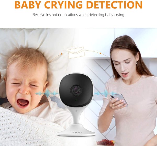 Telecamera Wi-Fi Interno, Telecamera di Sicurezza con Rilevazione del Movimento Umano & Visione Notturna, 1080P Baby Monitor, Allarme di Suoni Anormali, Compatibile con Alexa/Google, Cue 2C - immagine 5