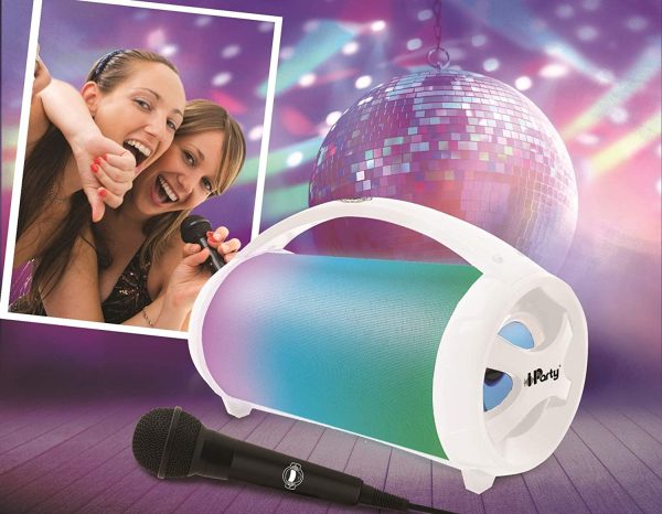 Lexibook- iParty-Altoparlante Portatile Bluetooth con Microfono, Stereo, Effetti di Luce, Karaoke, Wireless, Radio FM, USB, Scheda SD, Batteria Ricaricabile, Bianco, Colore - immagine 2