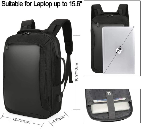 Laptop Zaino Antifurto, 15,6 Pollici Laptop Impermeabile Borsa da Scuola Portatile con Porta di Ricarica USB e Porta per Auricolari Zaino da Viaggio di Lavoro per Ragazzi/Ragazze/Uomini/Donne - immagine 4