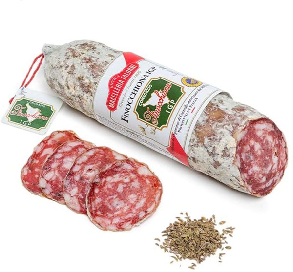 Antica Macelleria Falorni, Finocchiona IGP Toscana, salame con semi di finocchio selvatico, prodotto con metodo tradizionale, 400 gr ca