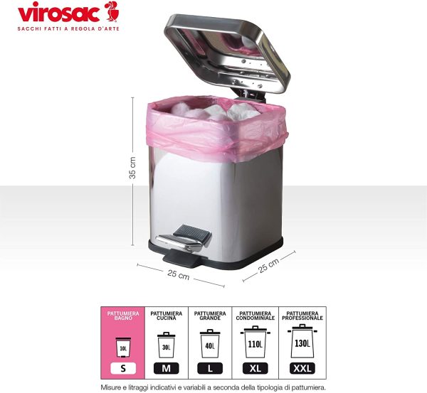 Virosac Sacco per Bagno Set Includere 60 Borse Bianche e 60 Borse Rosa, 42 cm x 55 cm Taglia - immagine 5