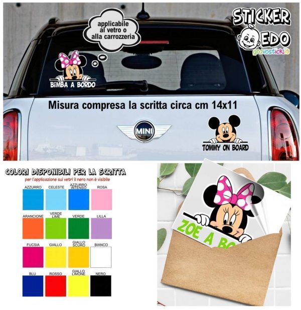 Bimbo bimba bebè a bordo adesivo auto macchina personalizzato con qualsiasi nome colorato PER ESTERNO - immagine 4