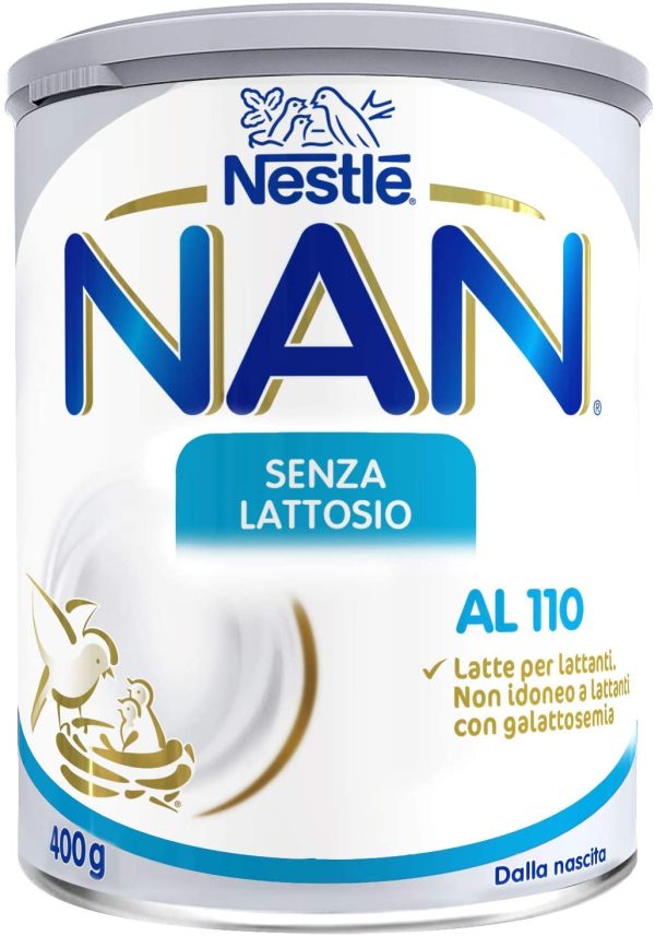 Nestl?? Nan senza Lattosio al 110, Latte per Lattanti in Polvere Latta 400 g