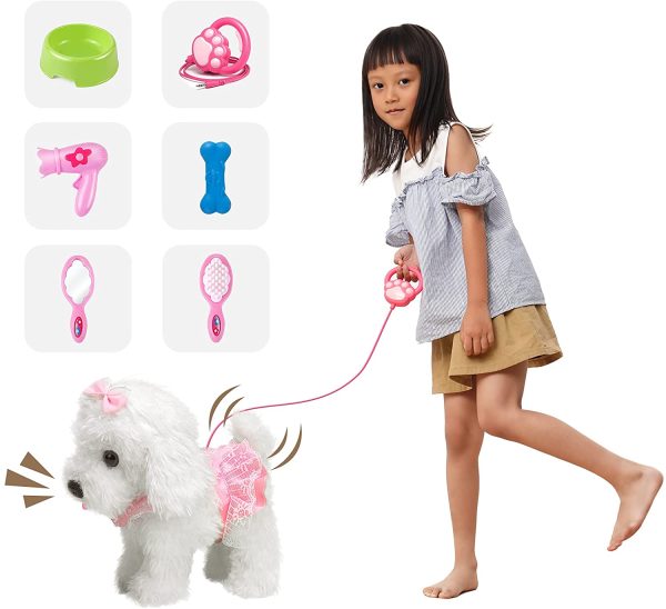 OR OR TU Telecomando Peluche Elettrico Cane Giocattoli per Ragazze Bambini Camminare e Abbaiare,Scuotere Coda Giocattoli Interattivi Animali Prima Educazione Regalo di Compleanno per 3 4 5 6+ Anni - immagine 2