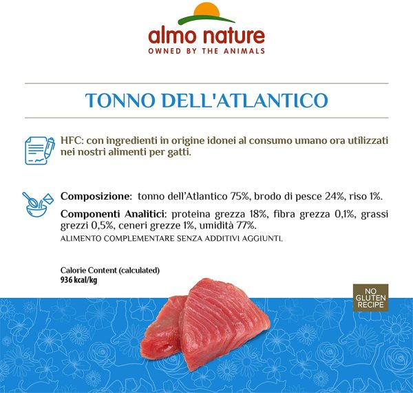 almo nature Megapack Tonno dell'Atlantico - cibo umido per gatti adulti 100% naturale - pacco da 6x70g lattine - immagine 2