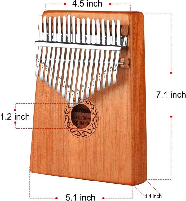 LukyTimo Kalimba 17 tasti - Strumento per pianoforte a pollice in mogano, Portatile Professionale Pianoforte, con Accessori e Istruzione e martello - immagine 3