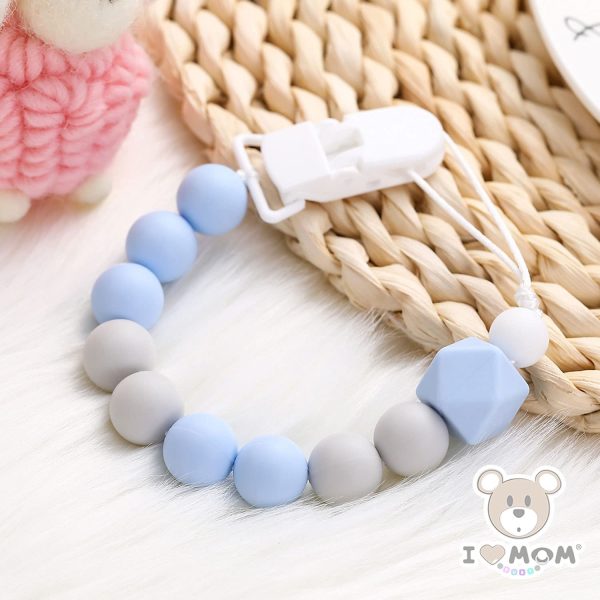 ARTESTAR Catenella Portaciuccio Porta Ciuccio Neonato Silicone Dentizione Massaggiagengive Catenella Ciuccio, Catena Ciuccio Ragazzo Ragazze Baby Shower Regali (Blu) - immagine 6