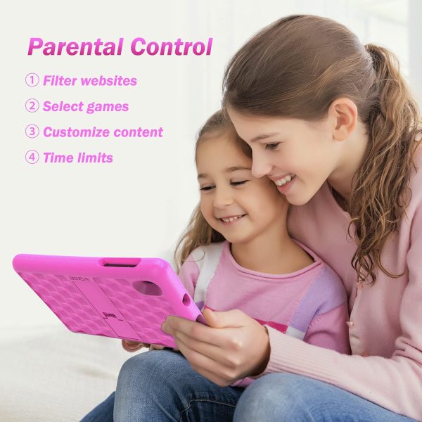 Tablet Bambini  7 Pollici Android 10.0 Tablet Quad Core 2GB RAM 16GB ROM WiFi Bluetooth Istruzione Giochi Software Bambini Preinstallato Con Custodia Tablet Bambini Controllo Genitori (Rosa) - immagine 4