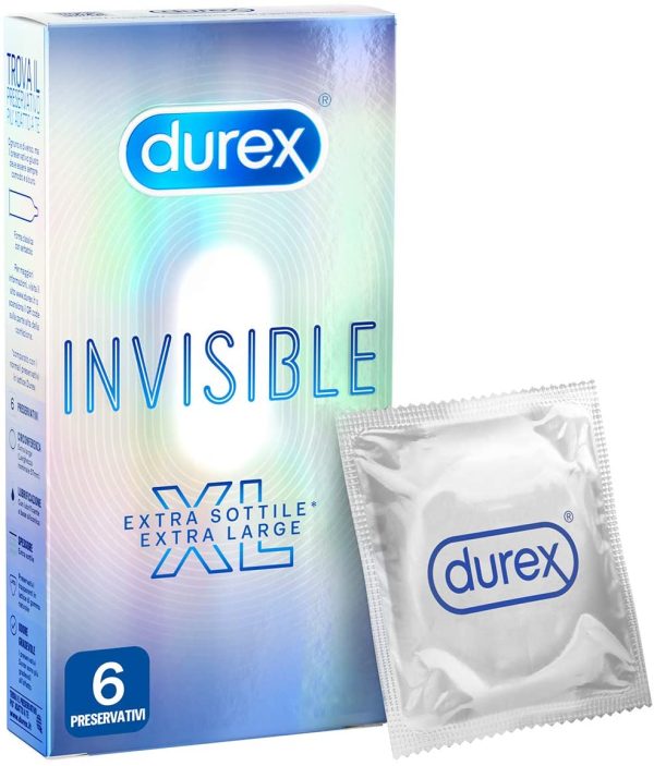 Durex Invisible Preservativi Ultrasottili (0.05 mm) ad Alta Sensibilit?? XL, Extralarge, 6 Profilattici - immagine 3