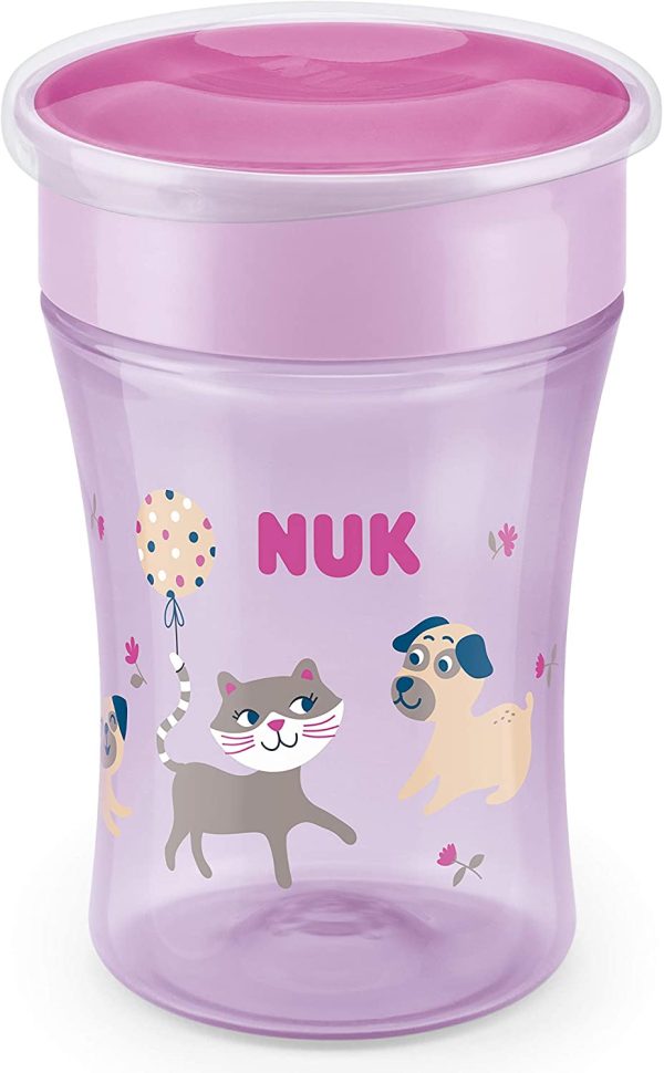 Nuk Magic Cup 10255508 Bicchiere Antigoccia 8+ Mesi, 230 ml, Rosa (Gatta) - immagine 3