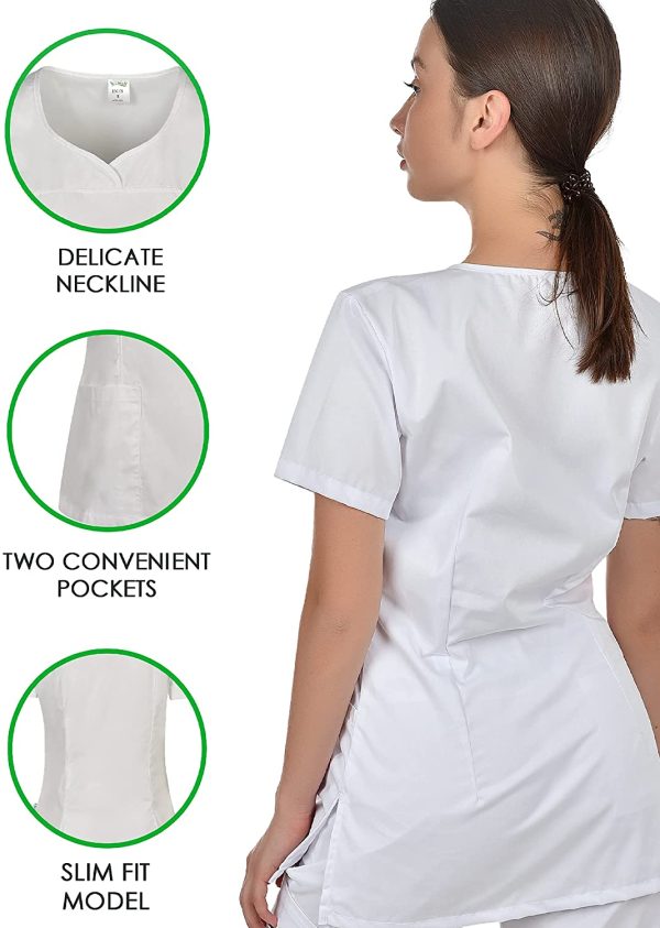 B-well Ines Casacca Medico Donna Divisa Infermiere Donna Uniformi Sanitarie Slim-Fit Divisa Sanitaria Donna a Manica Corta Scollo V