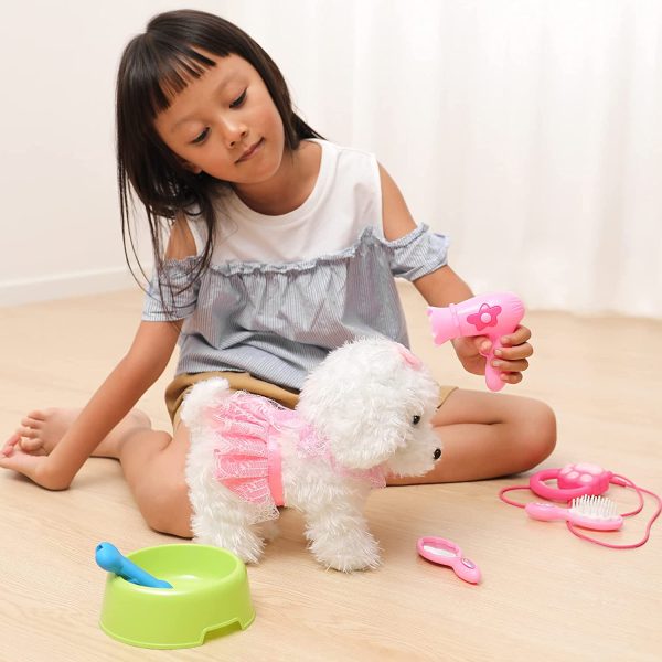 OR OR TU Telecomando Peluche Elettrico Cane Giocattoli per Ragazze Bambini Camminare e Abbaiare,Scuotere Coda Giocattoli Interattivi Animali Prima Educazione Regalo di Compleanno per 3 4 5 6+ Anni