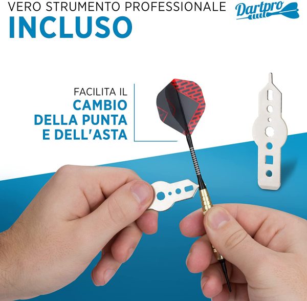 DartPro Freccette punta in plastica - 12 Freccette per bersaglio elettronico [18g] - Freccette professionali [incl. 6 asin alluminio + 21 Dart Flight] - Darts - immagine 5