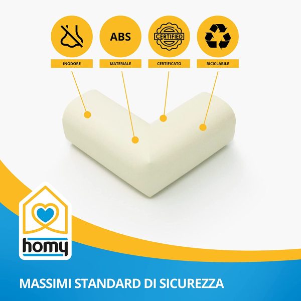 Homy Kit 12 Paraspigoli Angolari in Gomma per Bambini, Para Spigoli Bimbi per la Sicurezza della Casa, Copri Angoli Primi Passi Neonato, Protezione Angolare Paracolpi, Coprispigoli Anti Urto (Bianco) - immagine 4