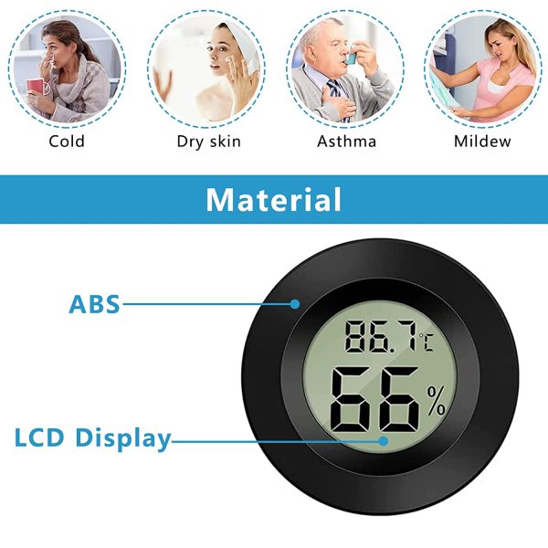 ZHITING - Misuratori di umidit?? digitale a forma rotonda, colore nero, per interni, con display LCD Celsius - immagine 8