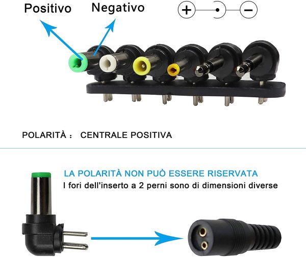 24W Alimentatore Universale con 6 Spine CC per 3V-12V Elettronica Domestica -2000mA Max - immagine 3