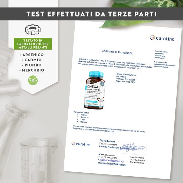 Omega 3 Olio di Pesce da 2000 mg - 660 mg EPA e 440 mg DHA per Porzione - 240 SoftGel Capsule di Olio di Pesce Puro - Fornitura per 4 Mesi - Prodotto nel Regno Unito da Nutravita - immagine 8