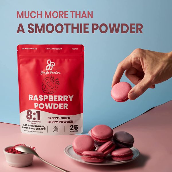 Polvere di Lamponi Jungle Powders - 100g di Polvere di Lamponi Liofilizzata Rosa Vegan Friendly 100% Naturale Senza OGM - Concentrato di Superfood ai Frutti Rossi per Frapp?? - immagine 3