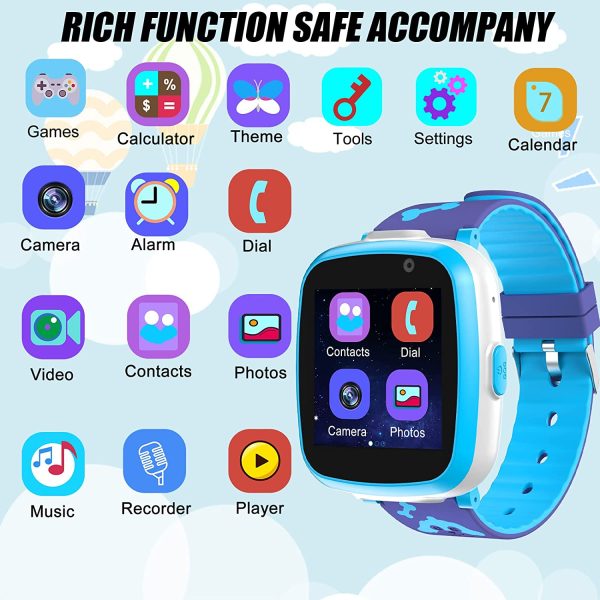 Orologio Intelligente Bambini con 6 Giochi, Smart Watch Phone per Bambini Musica MP3, Orologio Intelligente Bambini con Telefono Allarme Camera/Controllo dei genitori,3-12 Ys Regalo Bambini - immagine 3