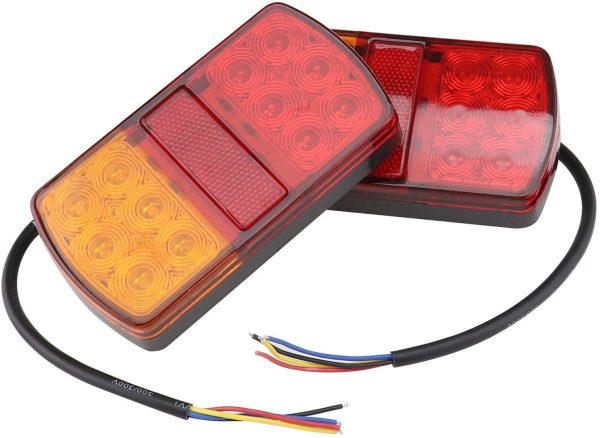 2 PZ Auto Van Rimorchio Camion Fanale Posteriore Luci di Arresto Indicatore Lampada 12 LED ABS - immagine 6