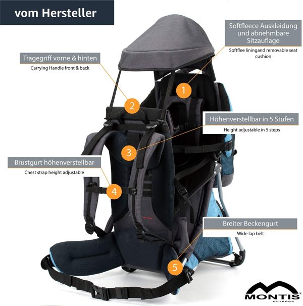 MONTIS Hoover, Zaino Porta Bimbo Premium, Fino a 25kg - immagine 3