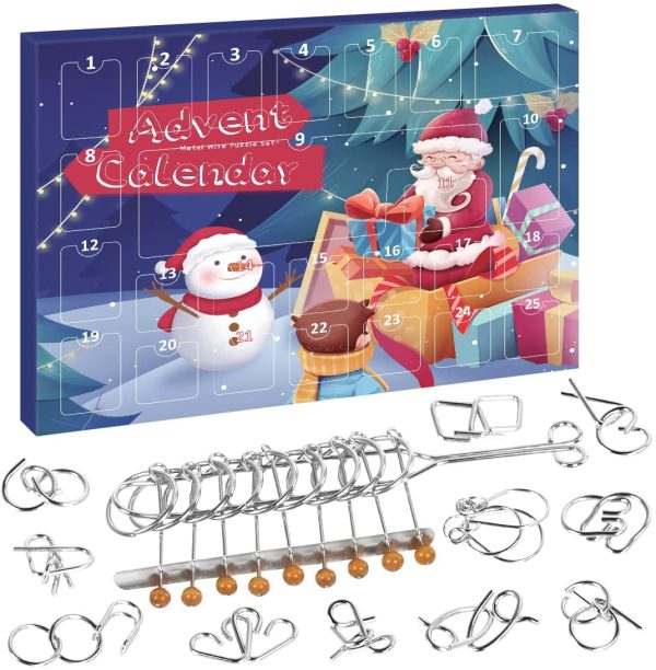 Calendario dell'Avvento 2021, 25pcs Rompicapo in Metallo, Calendario del Conto alla Rovescia di Natale, Giochi Rompicapo per Bambini Sorpresa Regalo di Natale per Bambini e Adulti - immagine 6