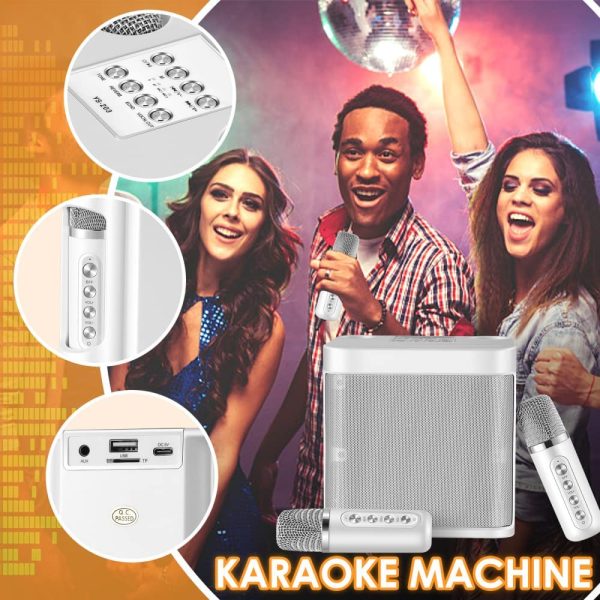 SEAAN Sistema di Karaoke, Mini Sistema di Altoparlanti PA Bluetooth con 2 Mini Microfoni Wireless, Karaoke Macchina Portatile per Bambini e Principianti - immagine 4