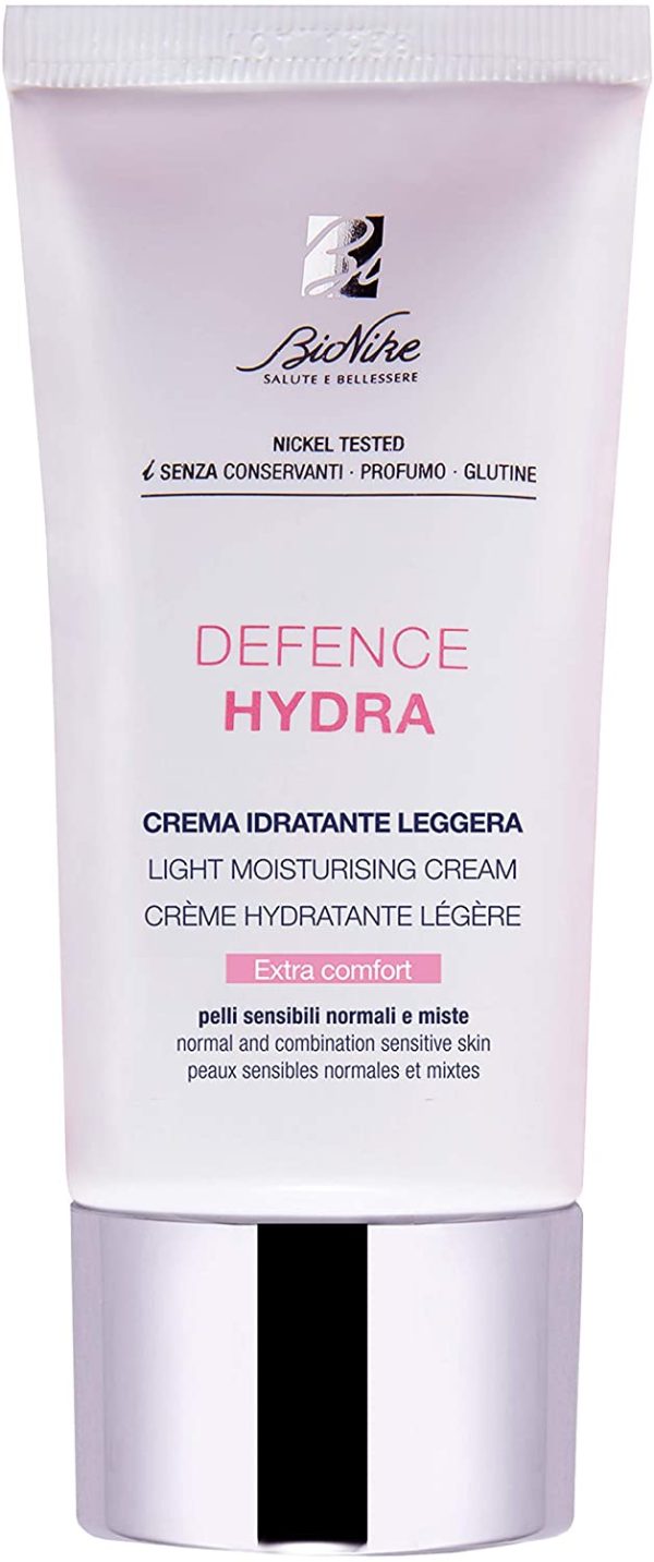 Bionike Defence Hydra - Crema Viso Idratante Leggera, per Pelli Sensibili Normali e Miste, Idrata Intensamente, Nutre e Protegge, Dona Morbidezza, 50 ml