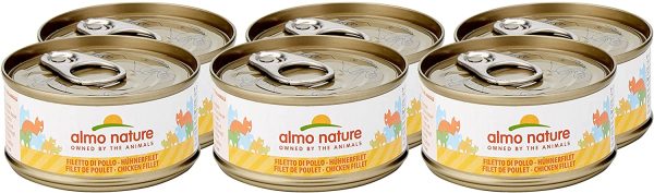 Almo Nature Mega Pack - Filetto di Pollo, Cibo Umido per gatti adulti 100% Naturale. Confezione da 6 lattine x 70g