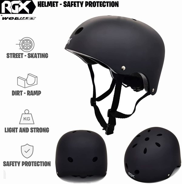 WeLLIFE Casco per Bambini e Ragazzi Regolabile Elmetto RGX Adatto per Skateboard, Bici, Pattini Sicurezza Ideale Multi Sport Leggero e Sicuro - immagine 2