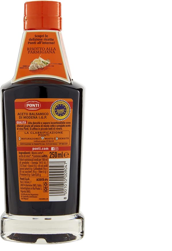 Ponti Aceto Balsamico di Modena I.G.P. Hd, Aceto Balsamico di Modena I.G.P. ad Alta Densit?? dal Gusto Ottimo, Aceto Balsamico Pregiato con Acidit?? 6%, 250 Ml - immagine 10